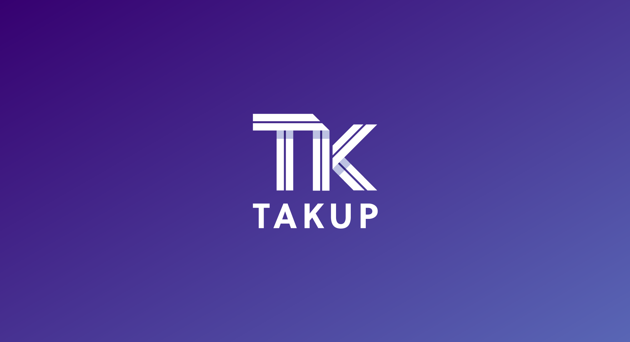 Logo Takup sur fond violet.