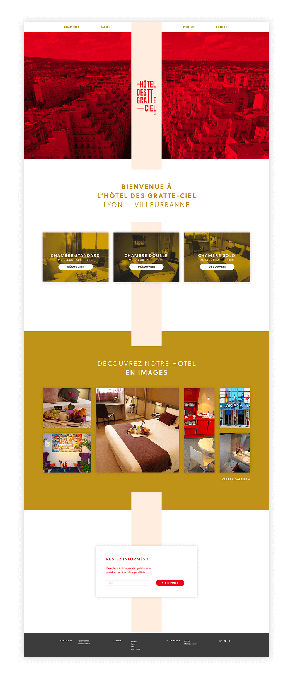 Page d'accueil du site web de l'Hôtel des Gratte-Ciel.